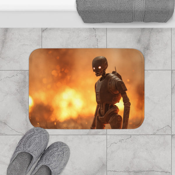 2so Standing Defiant in Battlefield, — Memory Foam Bath Mat — Modern Bathroom Floor Lifestyle View