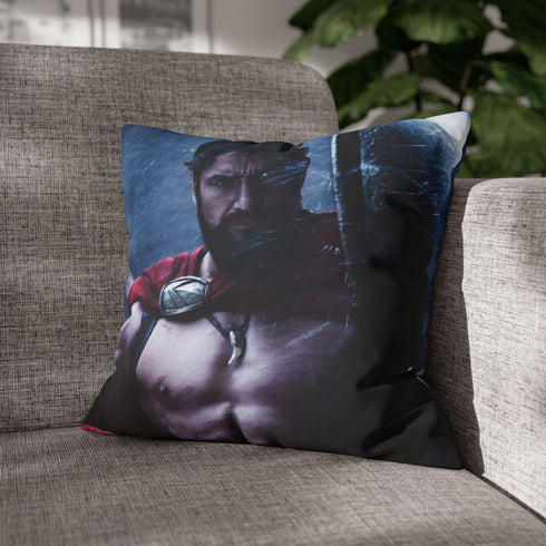300 Spartans Leonidas — 40×40 Cushion Cover — Sofa & Armchair Living Room Lifestyle View