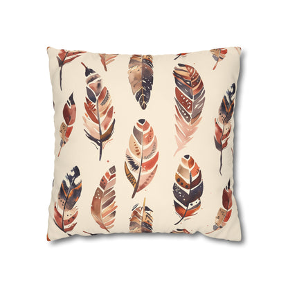 "Boho Feathers Pillowcase Collection: Cozy, bohemian pillowcase with whimsical pattern"