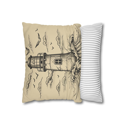 "Seaside Beacon Hand-Drawn Lighthouse Pillowcase - Coastal Charm & Serenity for Peaceful Dreams"