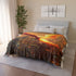 Digital Phoenix in Urban Skyline Plush Fleece Throw Blanket