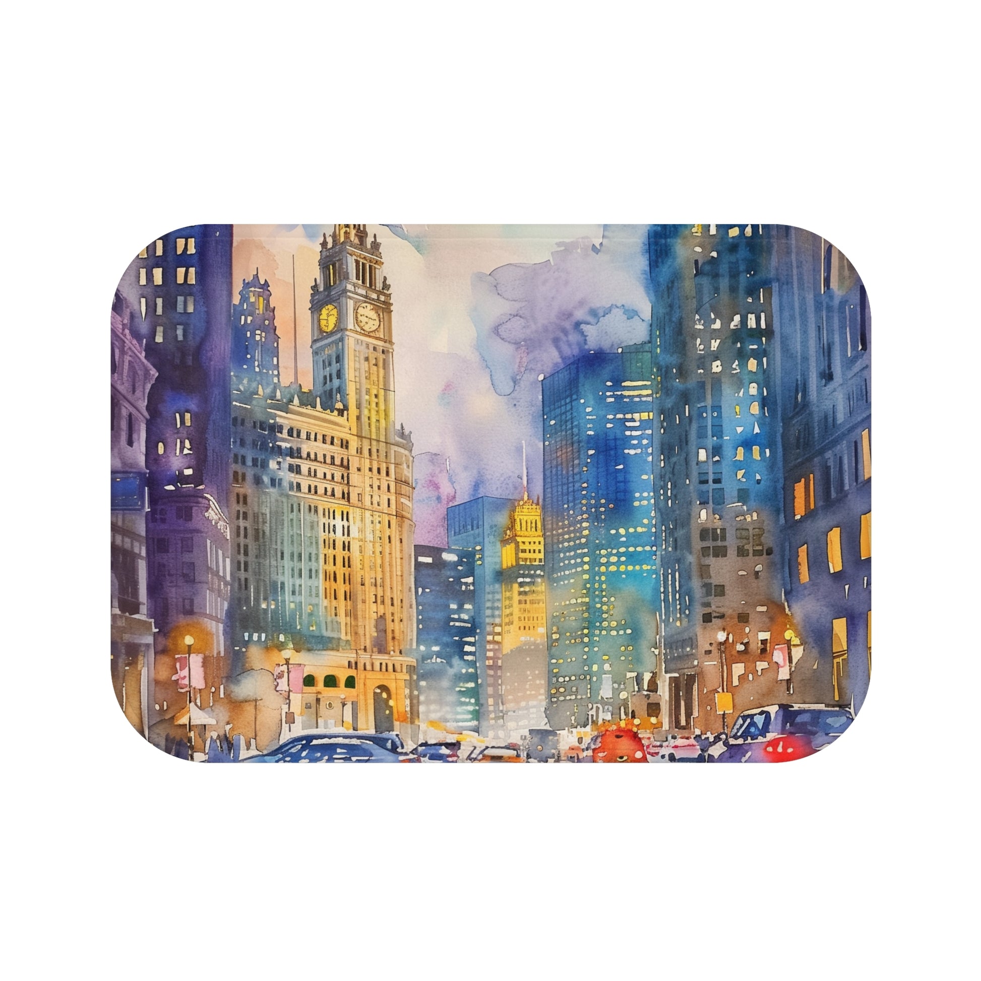 Windy City Watercolor Bath Mat | Bath Mats | Bath, Bathroom, Home & Living, Indoor, Sublimation | Prints with Passion