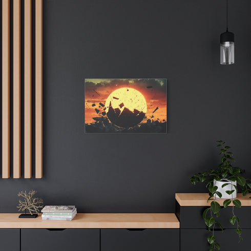 Rising Sun Behind a Shattered Planet — Canvas Wall Art — Product Detail View 8