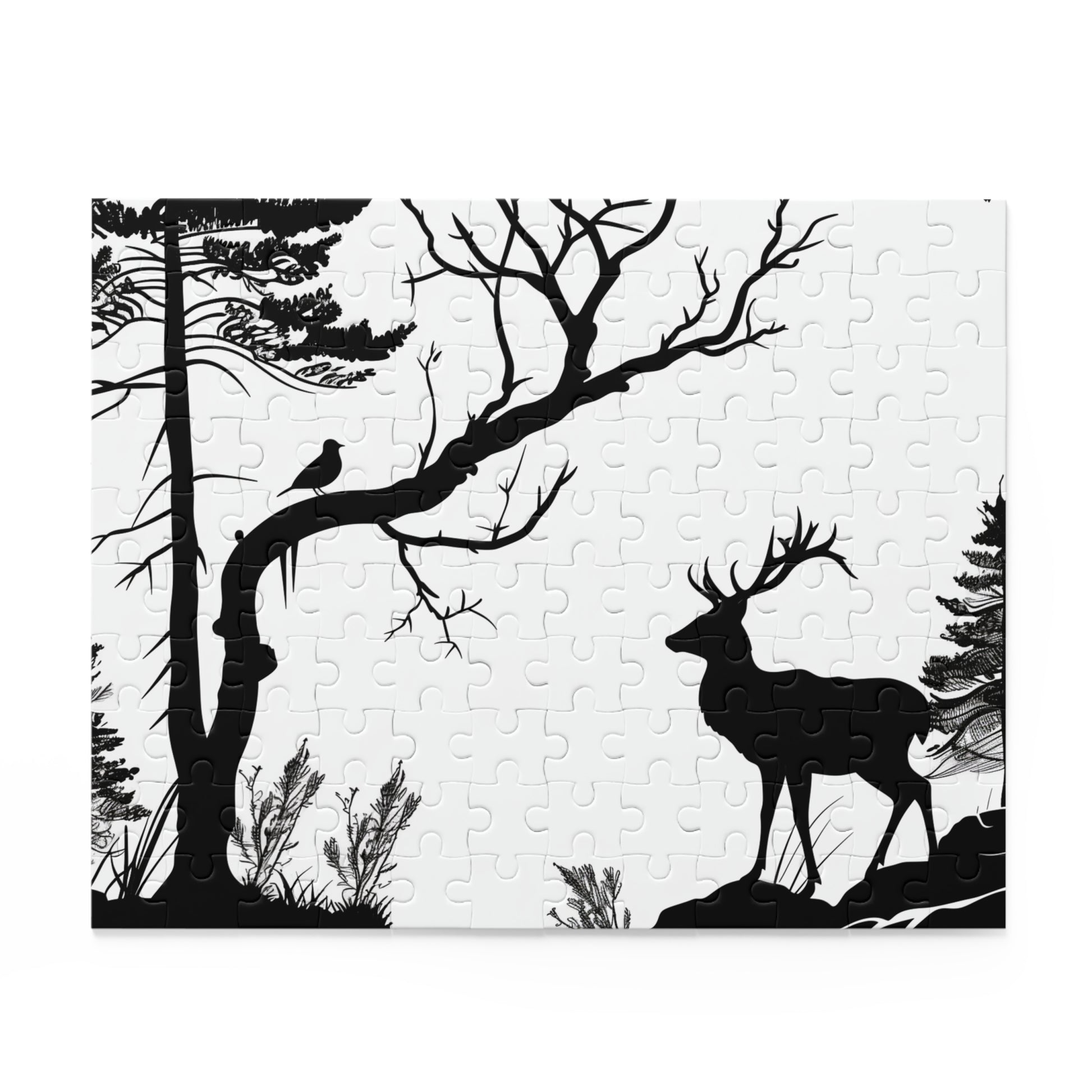 Wildlife Silhouette Nature Puzzle - Intricate wildlife silhouettes against beautiful natural scenery, perfect for nature lovers and puzzle enthusiasts.