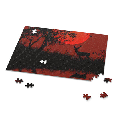 Stunning Silhouette Deer Nature Wildlife Jigsaw Puzzle for Relaxation and Stress Relief