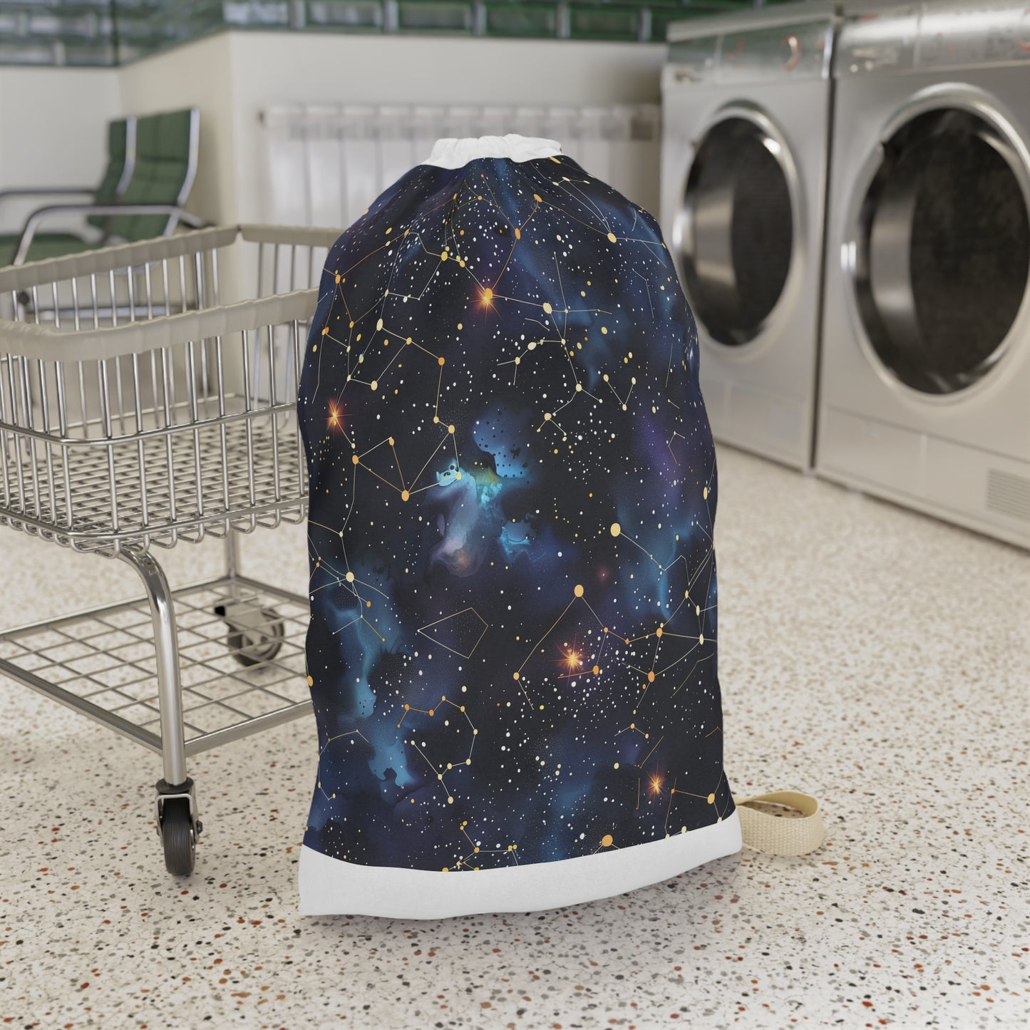 "Chic Starry Night Laundry Bag with Constellation Stars - Keep Laundry Organized in Style"