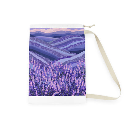 "Seamless lavender pattern laundry bag for refreshing clothes in calming scent"