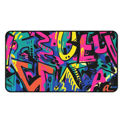 "Vibrant Neon Urban Graffiti Desk Mat for Stylish Workspace Decor"