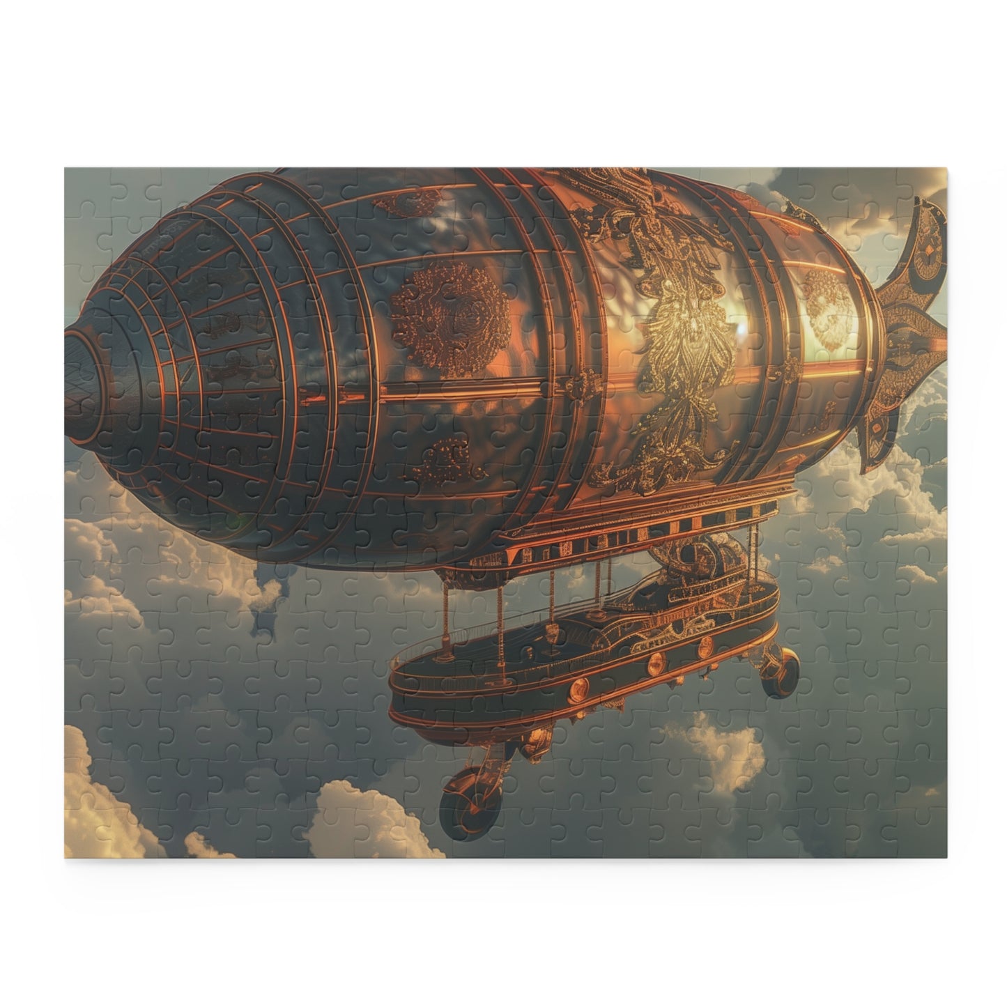 "Skybound Steampunk Airship Jigsaw Puzzle - intricate design, vibrant colors, challenge for the mind"