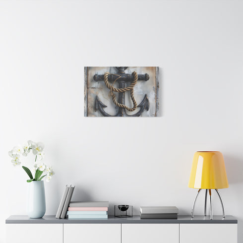 Nautical Anchor — Canvas Wall Art — Kiln-Dried Pine Frame & Ready-to-Hang Back View