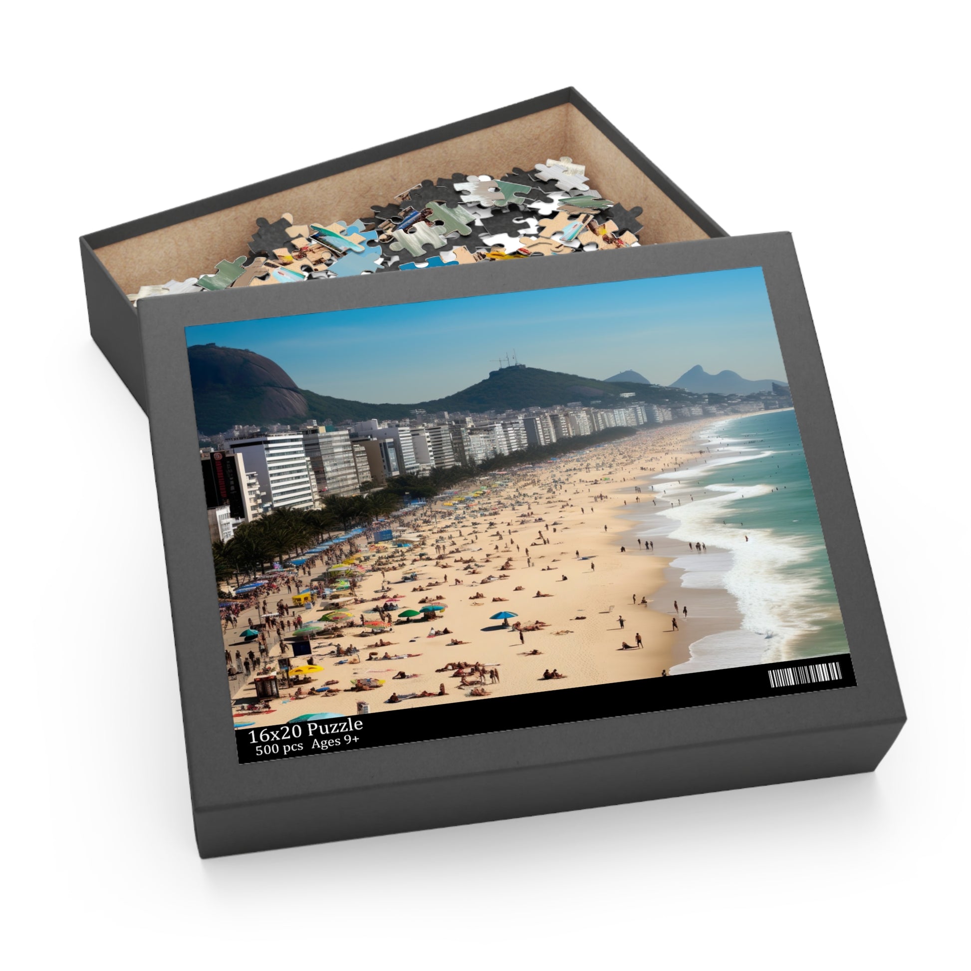 "Rio Beach Jigsaw Puzzle - Piece Together Stunning Palm Trees and Crystal Waters for Relaxation"