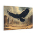 Giant Raven Flying over Desert Ruins Stretched Canvas Wall Art