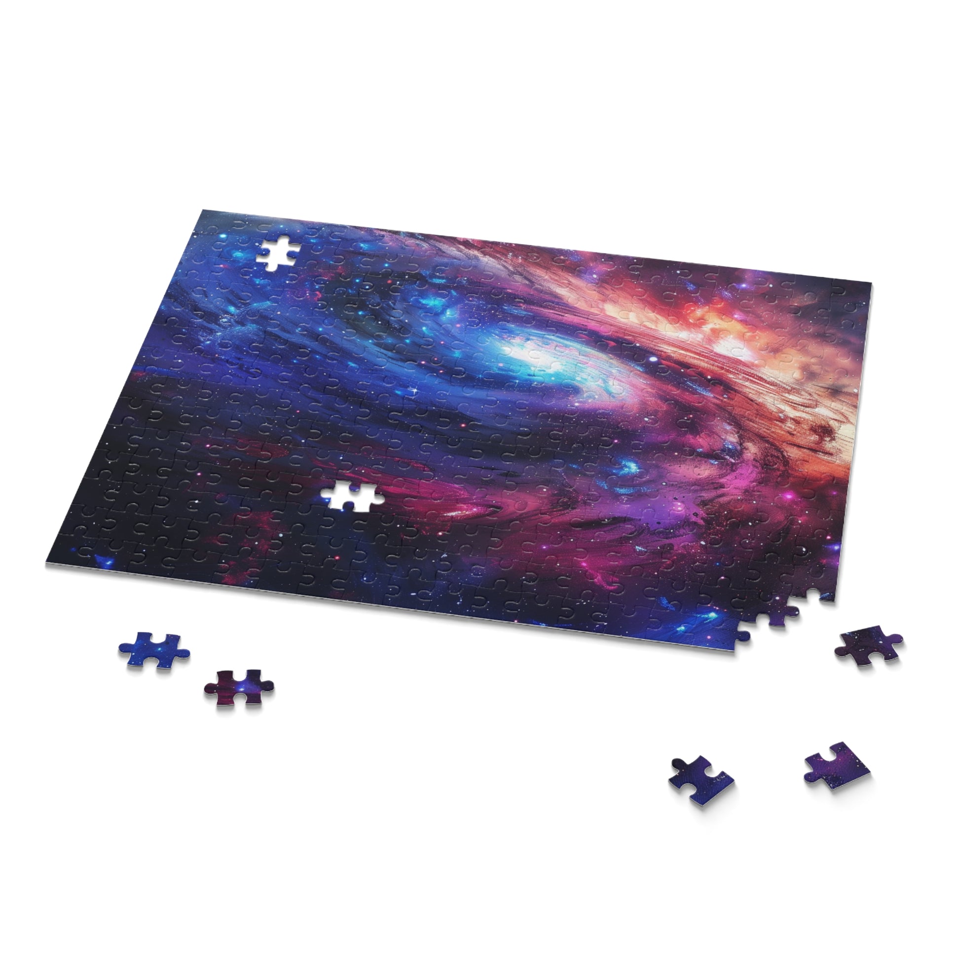 "Neon Galaxy Jigsaw Puzzle - Dive into vibrant space beauty with this engaging puzzle for space lovers"