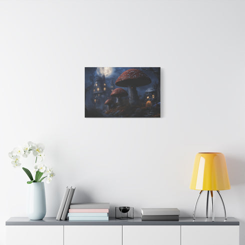 Giant Mushroom City under Moonlight (Edition II) — Canvas Wall Art — Kiln-Dried Pine Frame & Ready-to-Hang Back View