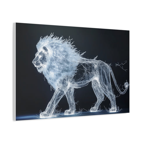 Cybernetic Lion Made of Light Shards — Canvas Wall Art — Product Detail View 6