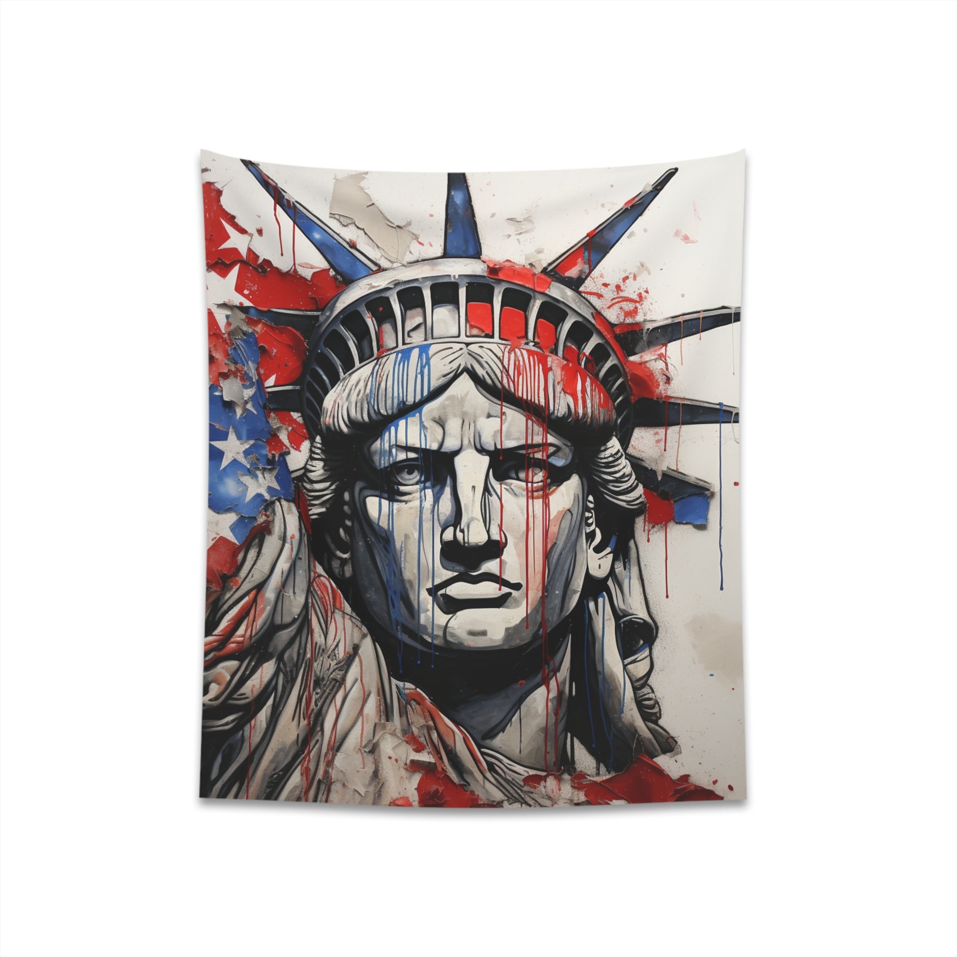 "Abstract Americana Flag Tapestry - Contemporary patriotic art in vibrant colors, perfect gift - 34" × 40" or 57" × 57" sizes - High-quality material"