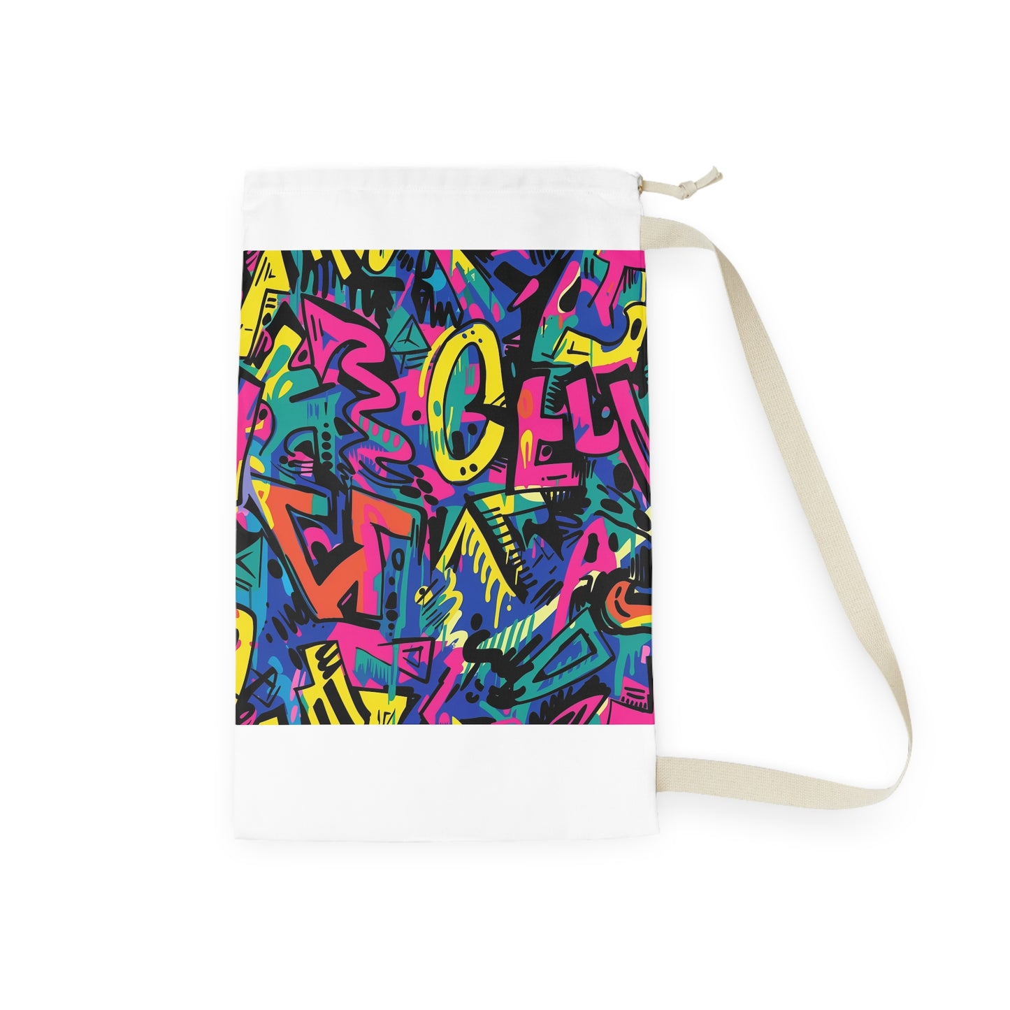 "Neon Graffiti Laundry Bag - Elevate Your Laundry Routine with Vibrant Urban Seamless Pattern"