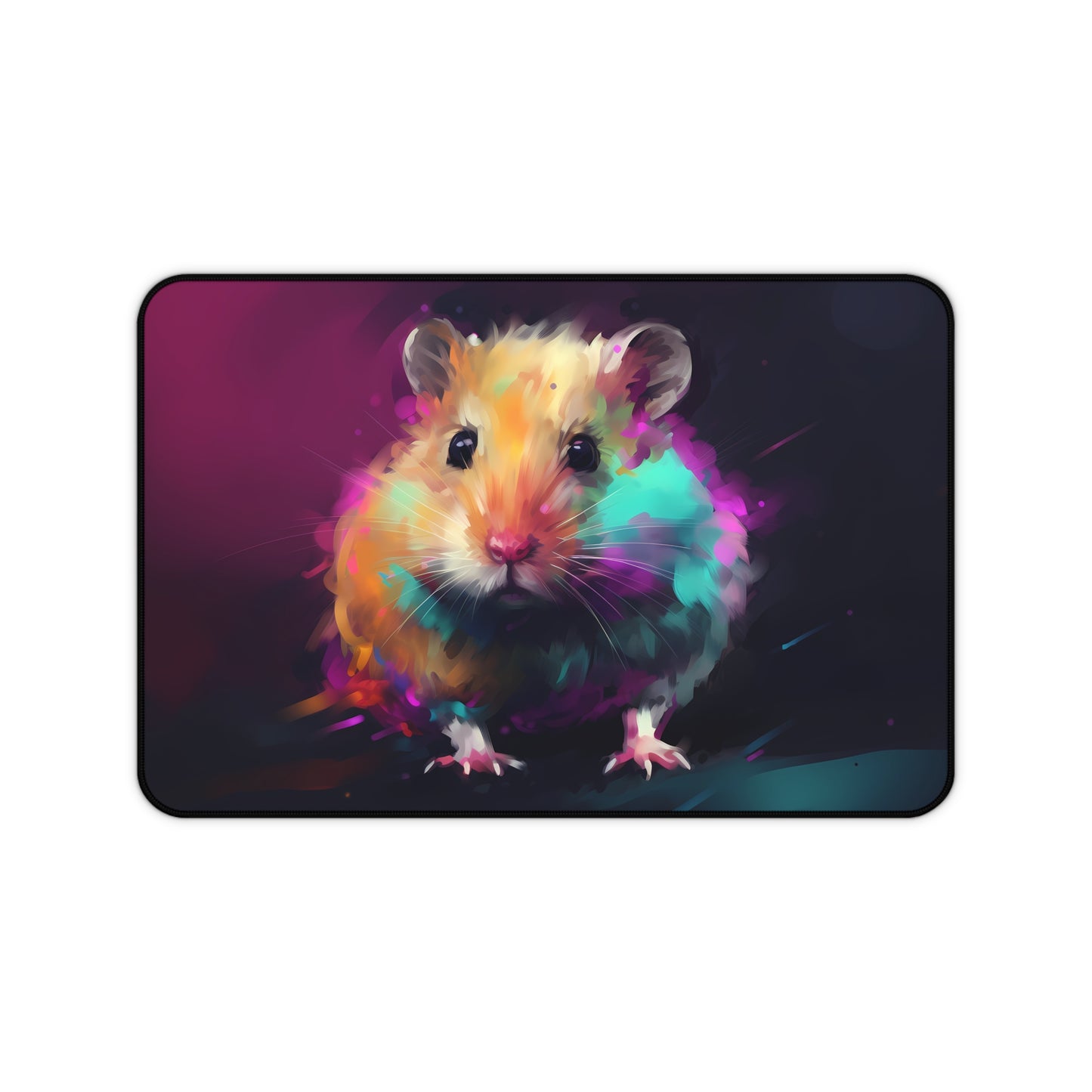 Neon Hamster Watercolor Desk Mat - Add a pop of color to your workspace with this playful and protective desk accessory.