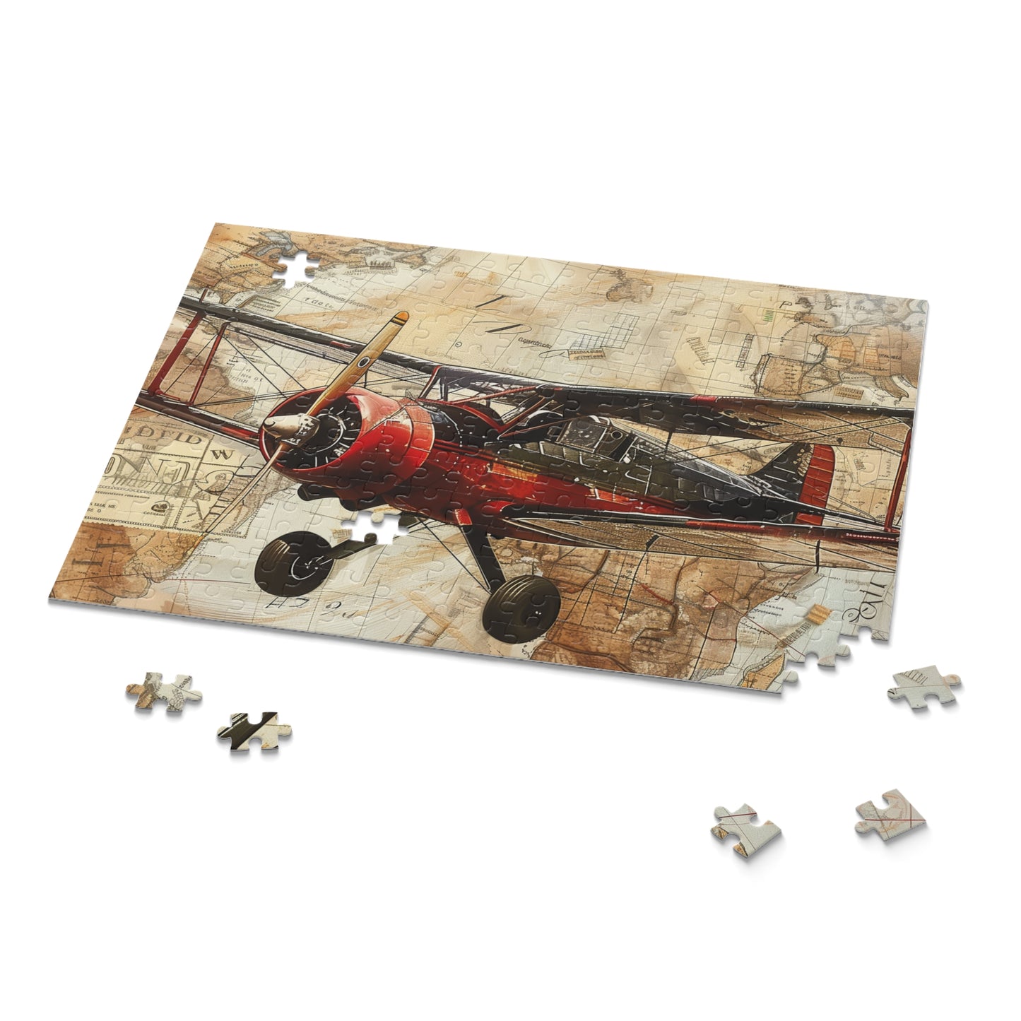 Vintage Airplane Travel Stamp Jigsaw Puzzle - Explore intricate travel stamps from around the world in this nostalgic aviation-themed puzzle. Perfect for travel lovers!