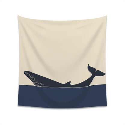 "Ocean Wanderer Minimalist Whale Tapestry - High-Quality, Stylish Decor for All Seasons"