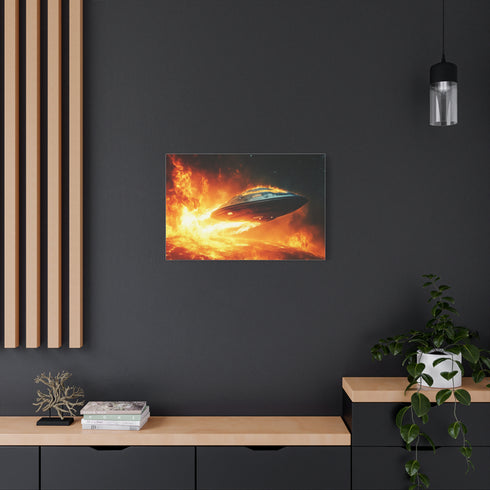 Spaceship Leaving a Burning Planet — Canvas Wall Art — Product Detail View 8