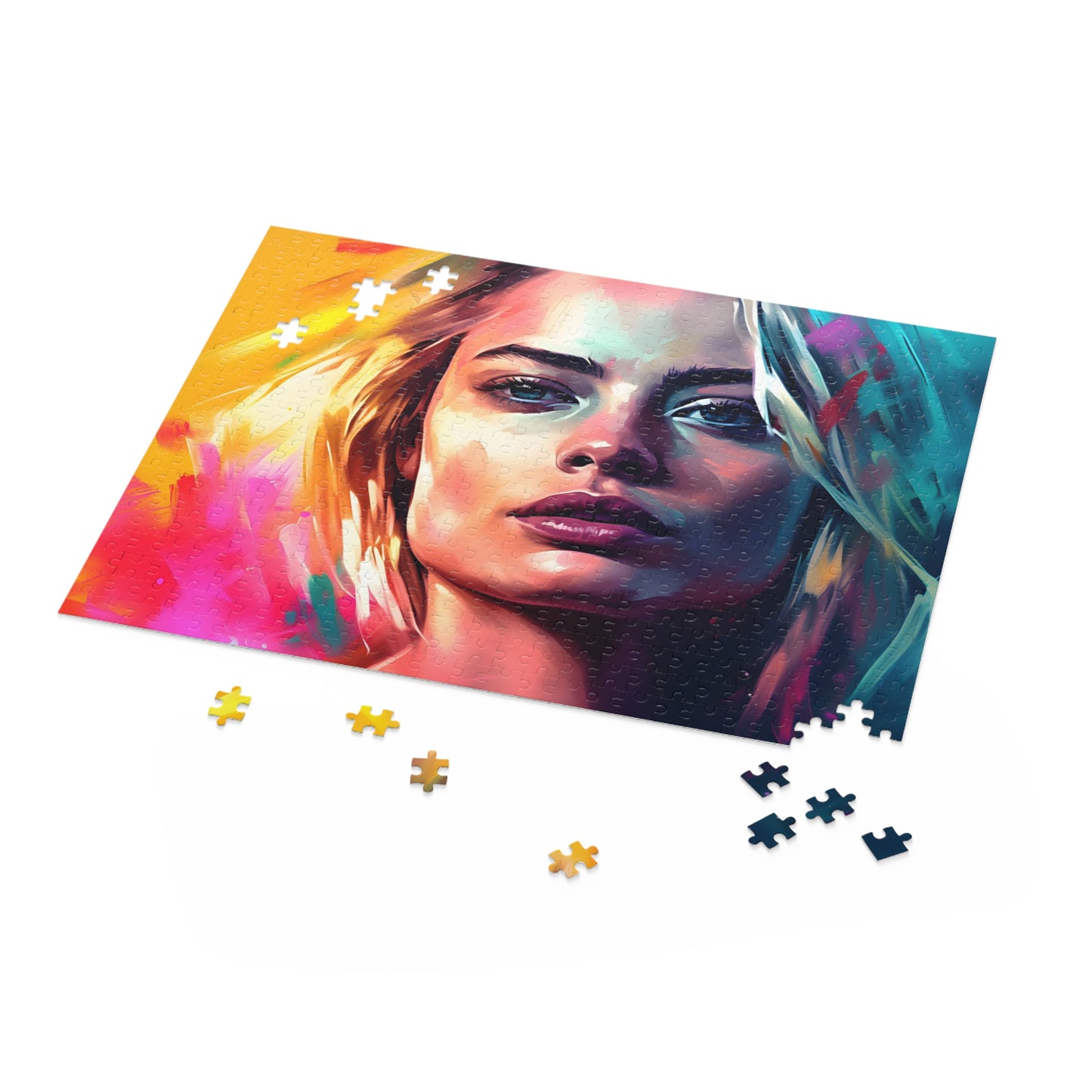 Neon Watercolor Margot Robbie Puzzle