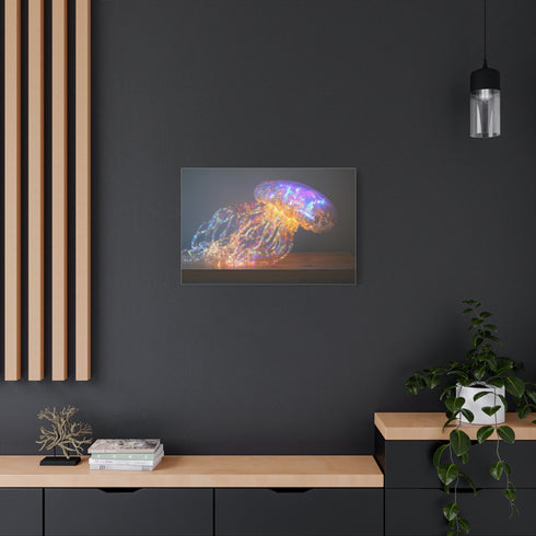 Jellyfish with Fiber Optic Tentacles Stretched Canvas Wall Art