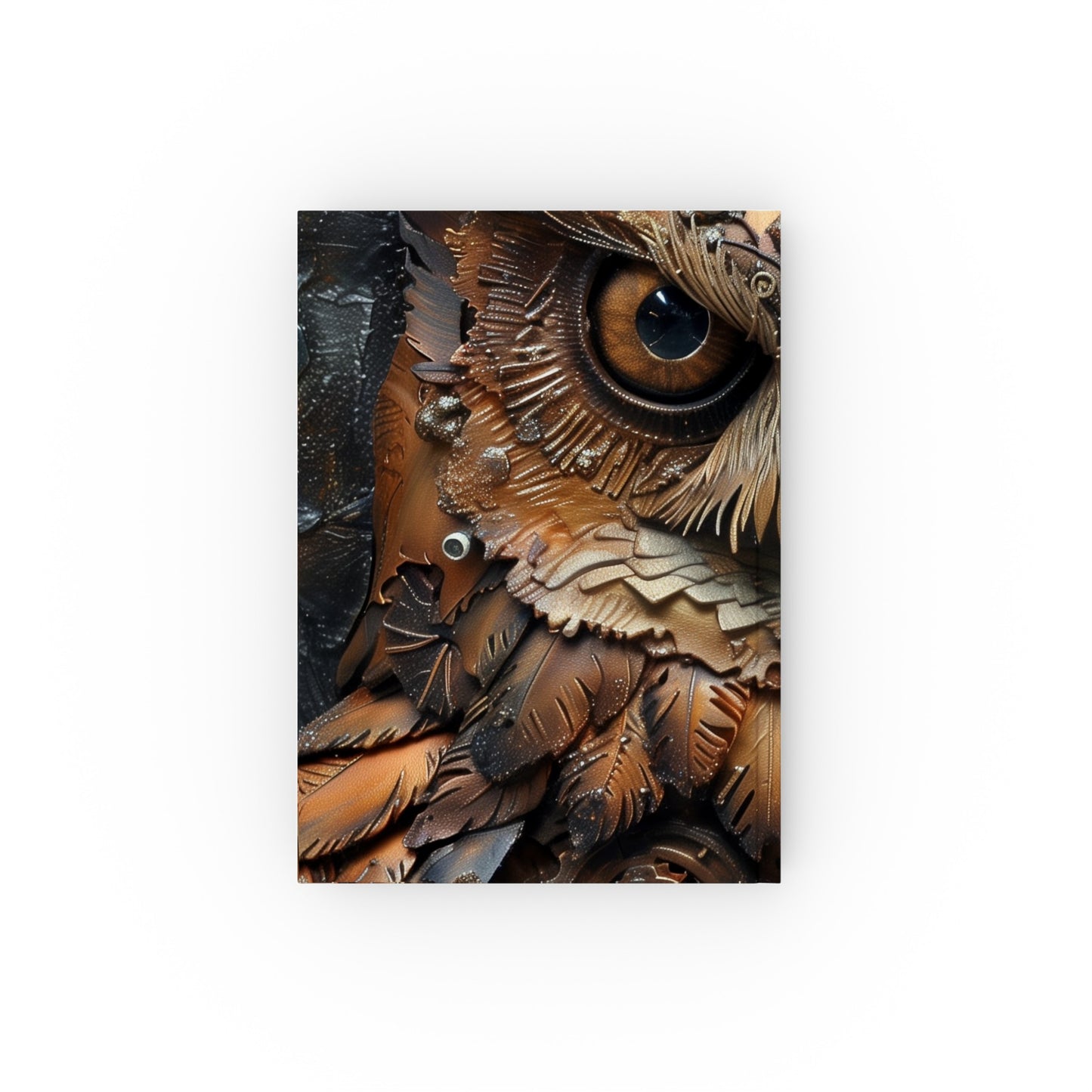 Steampunk owl journal with gears and goggles design - perfect for capturing inventive thoughts and fantastical creations.