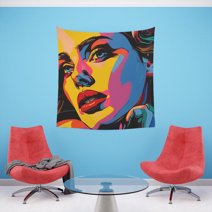 Pop Art Icon: A Portrait Tapestry | Wall Tapestry | All Over Print, AOP, Decor, Halloween, Home & Living, Home Decor, Indoor, Spring Essentials, Sublimation, Tapestry | Prints with Passion