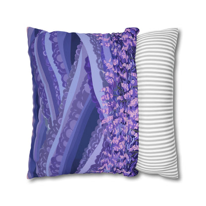 "Transform your bedroom with our Lavender Fields Pillow Case, featuring vibrant lavender flowers for a peaceful night's sleep."