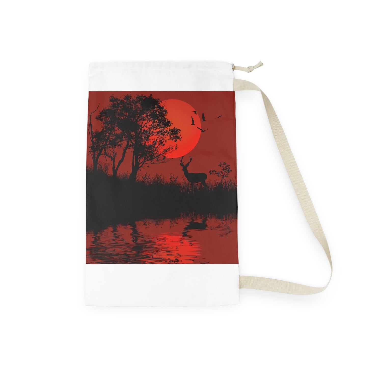 "Wildlife Deer Silhouette Laundry Bag - Add charm to your decor with nature-inspired design"