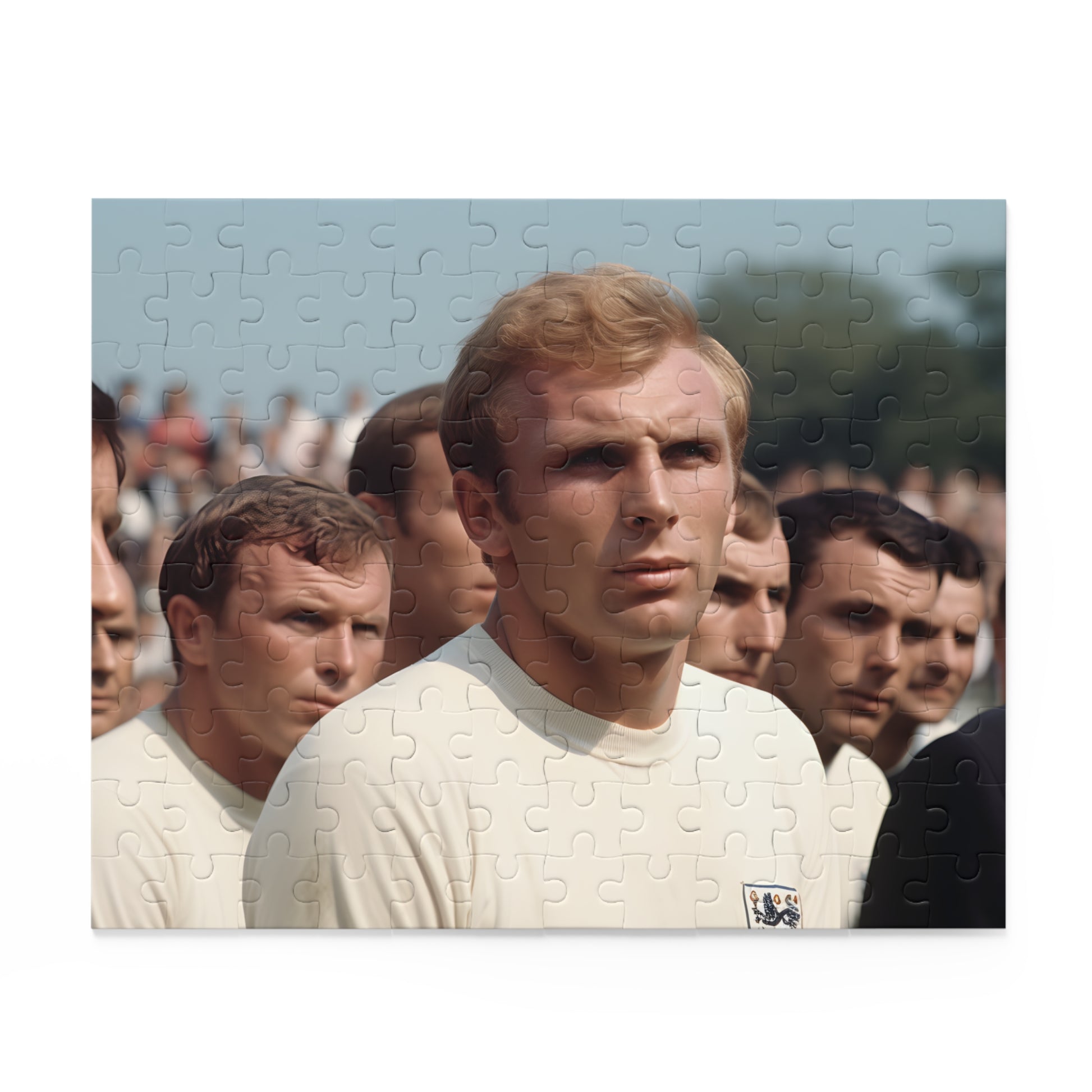 "Bobby Moore World Cup Puzzle - England's 1966 victory captured in a stunning jigsaw puzzle of Moore lifting the trophy"