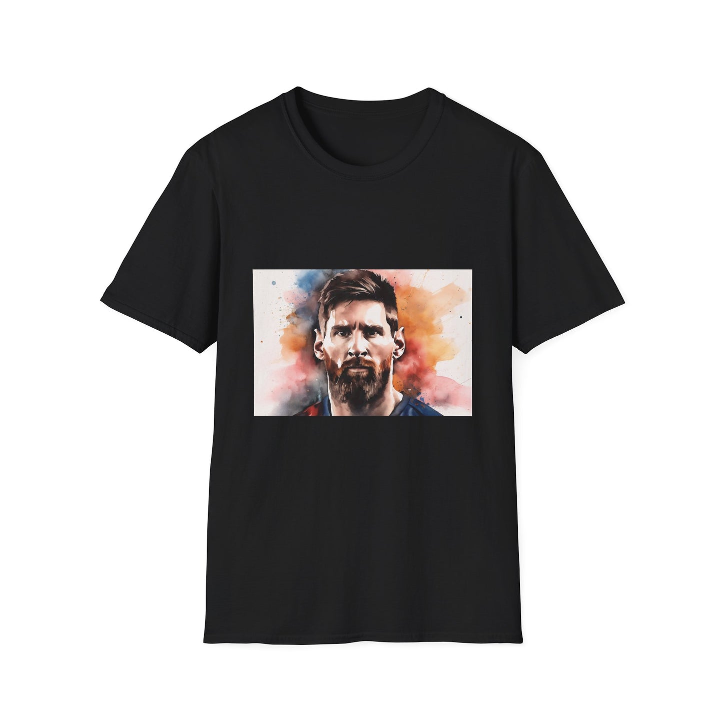 🎨 Messi: A Watercolor Masterpiece of Grace and Grandeur ⚽️🇦🇷 | T-Shirt | Argentina, Barcelona, Fans, Football Player, Goals, Lionel Messi, Skills, Soccer, Speed, Trophies | Prints with Passion