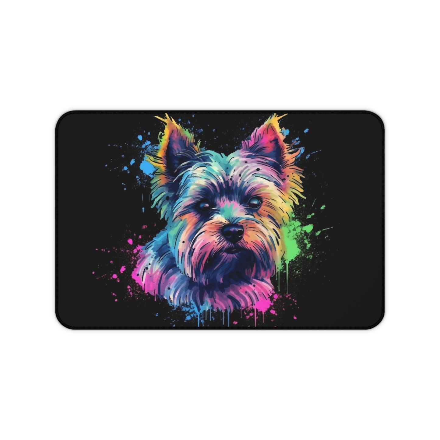 "Yorkie Pup Desk Mat - Adorable Yorkshire Terrier design to protect your workspace with charm"