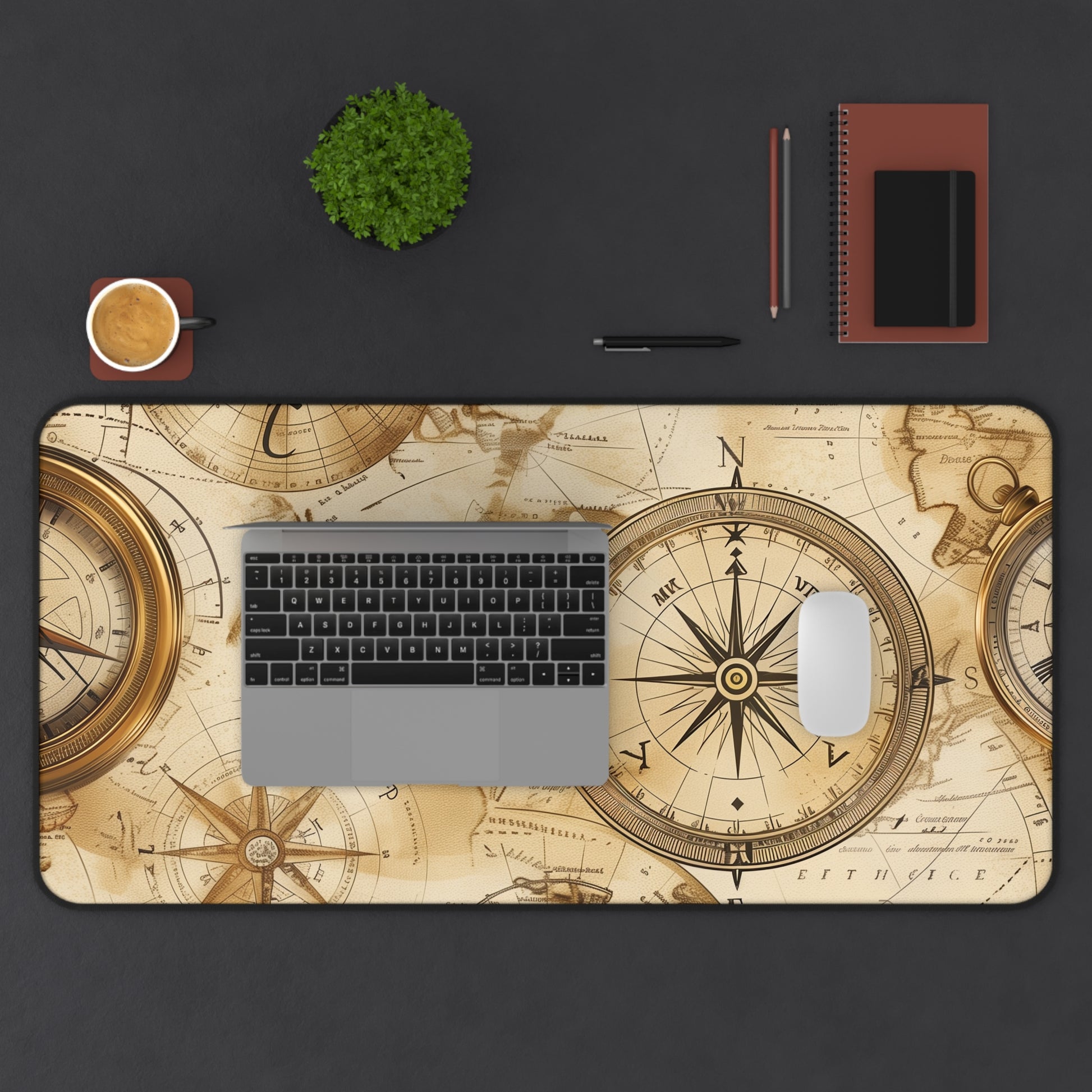 "Vintage Maps Desk Mouse Pad - Durable and stylish desk mat with antique map pattern for nostalgic workspace enhancement"