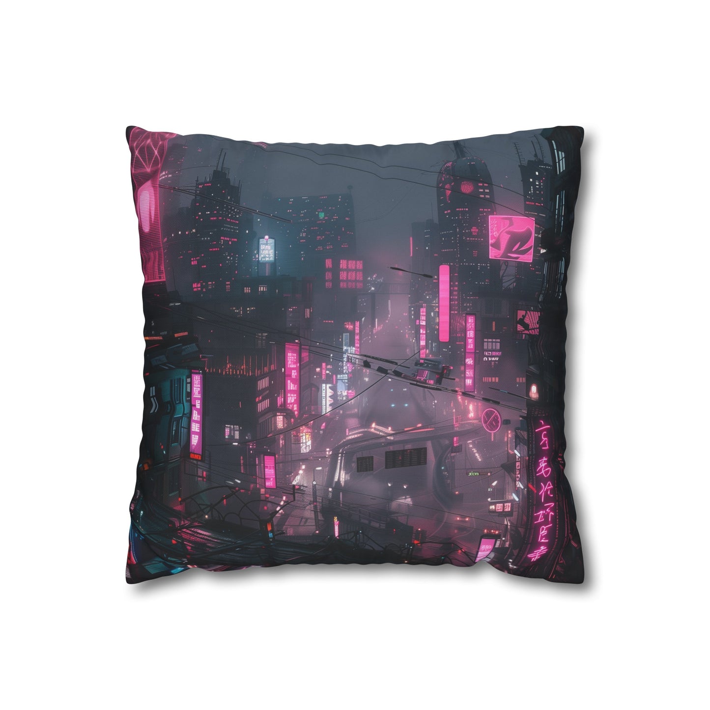 Cyberpunk Cityscape Dreams Pillowcase | Pillow Cases | All Over Print, AOP, Bed, Bedding, Home & Living, Indoor, Pillow Case, Pillow Covers, Pillows & Covers, Sublimation | Prints with Passion