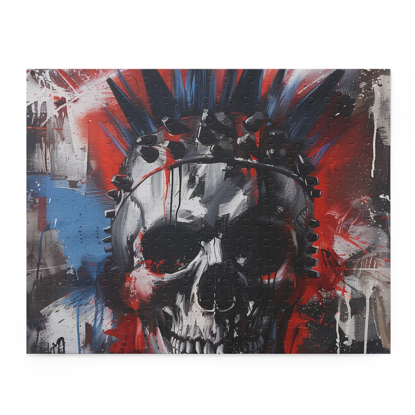 "Edgy Punk Rock Skull Jigsaw Puzzle - Alternative music fans, challenge yourself with this rebellious and unique puzzle"