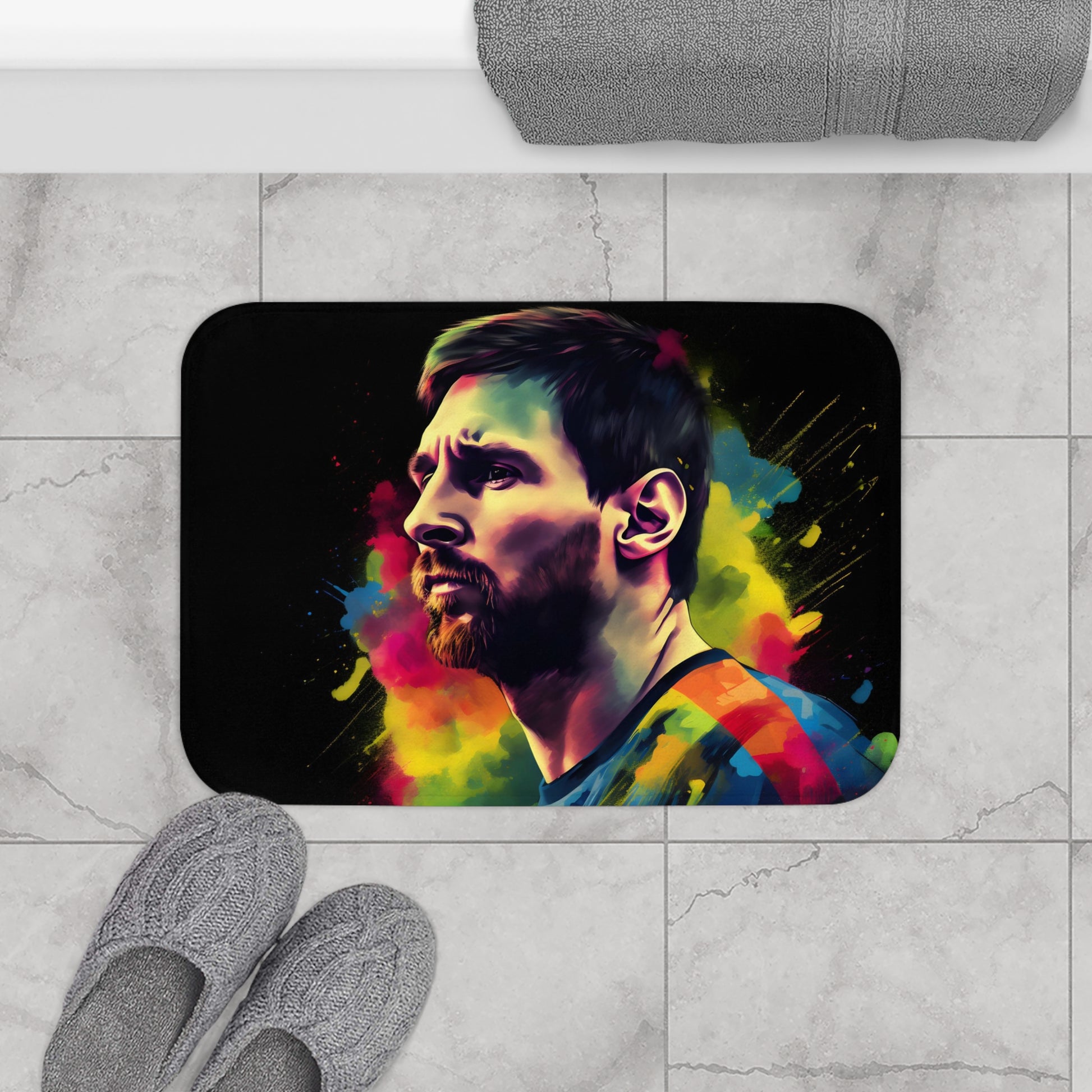 Neon Messi Bath Mat | Bath Mats | Bath, Bathroom, Home & Living, Indoor, Sublimation | Prints with Passion