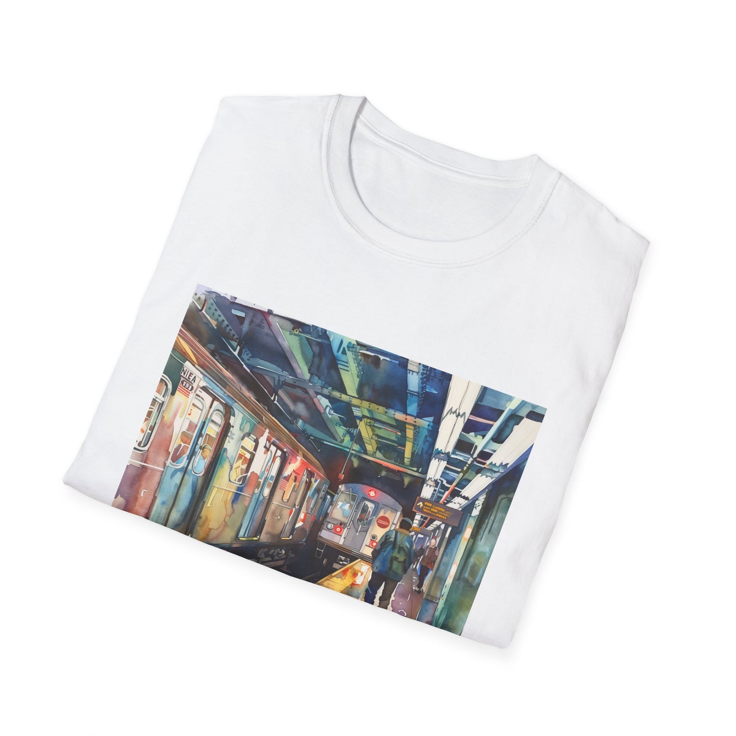 ## Urban Odyssey in Watercolor: The New York Subway T-shirt