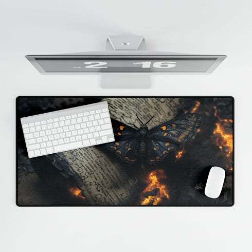 Lava Moth Resting on Burning Scroll (Edition II) — XL & XXL Desk Mat — Product Detail View 5