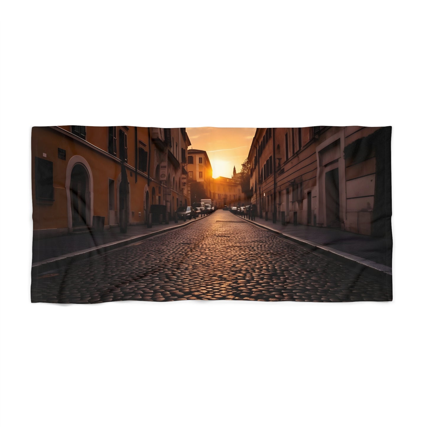 Rome Streets Sunset Cobblestone Towel