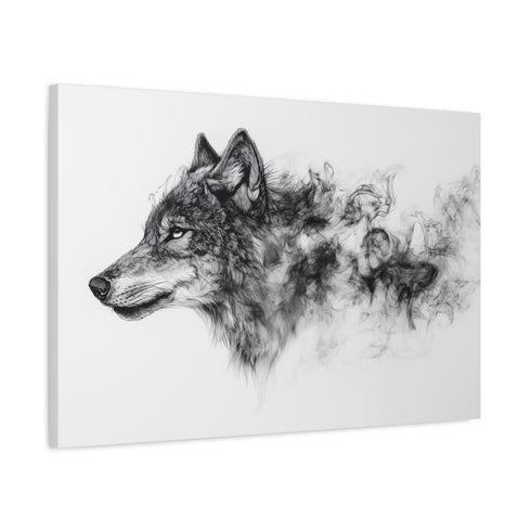 Ink Wolf Morphing into Smoke — Canvas Wall Art — Product Detail View 6