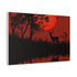 Nature Wildlife Silhouette Deer — Canvas Wall Art — Side Profile & Stretched Corner Detail