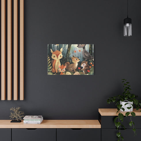 Woodland Creatures in a Forest Setting — Canvas Wall Art — Product Detail View 8