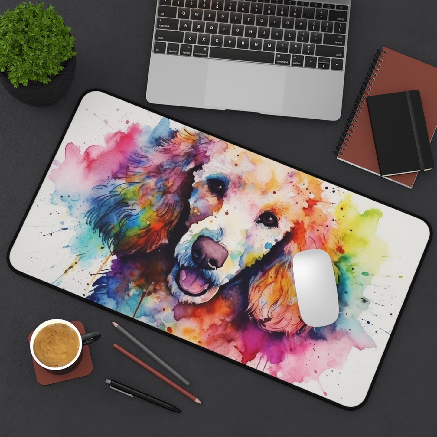 "Poodle Paradise Desk Mat - Cute and Protective Workspace Accessory for Dog Lovers"