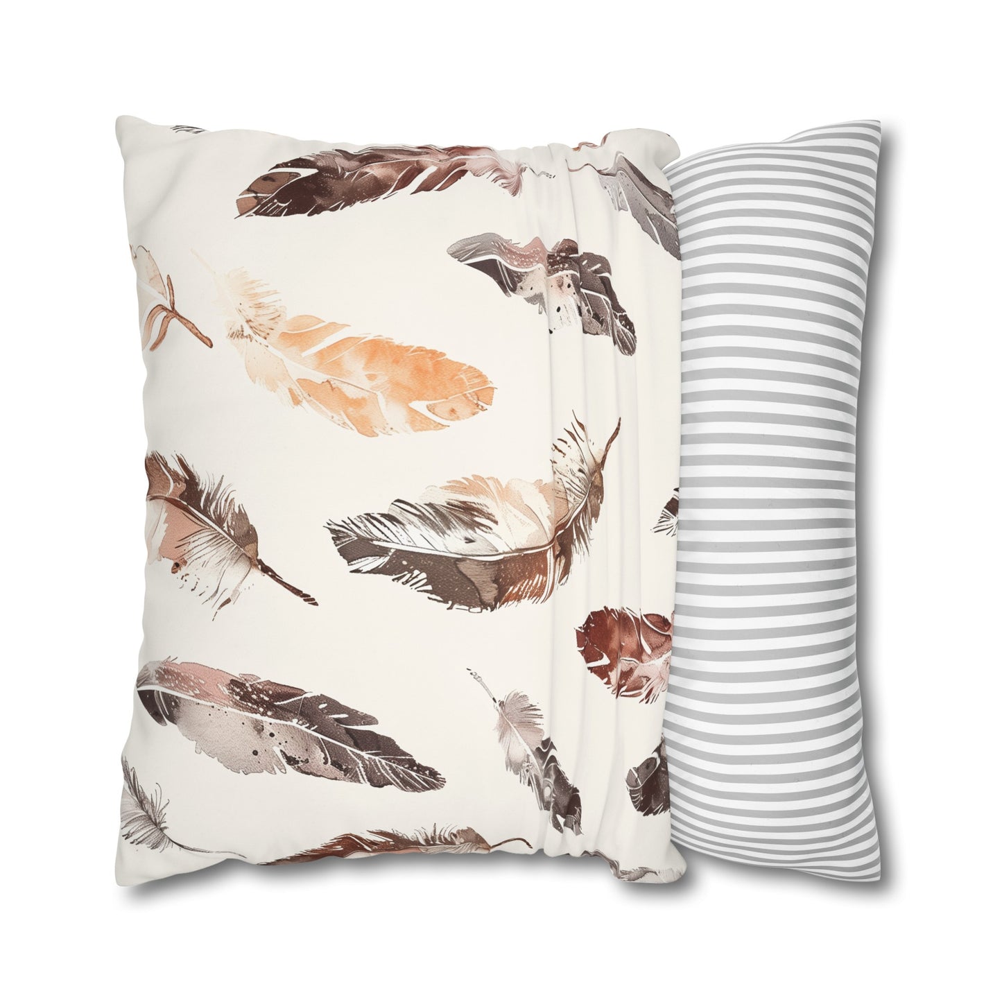 "Boho Feathers Pillow Case - Stylish oasis with trendy feather pattern for chic bedroom decor"