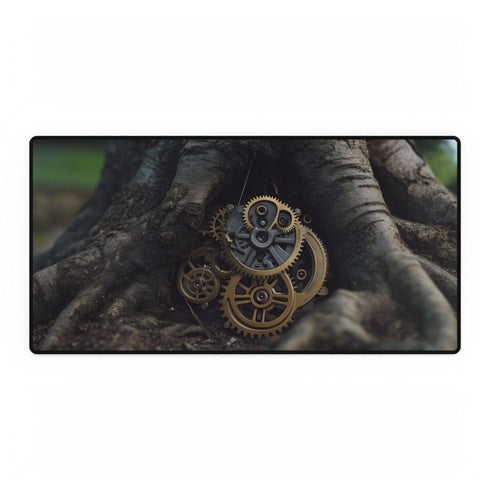 Tree Roots Growing into Clock Gears Gaming XXL Extended Desk Mat