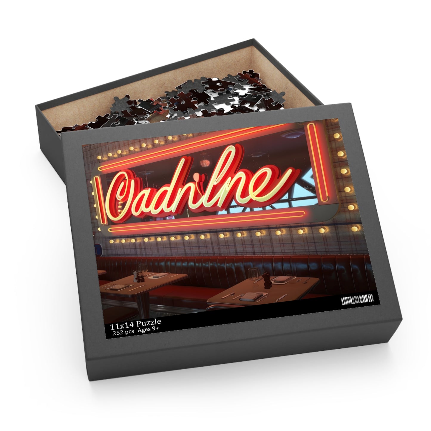 Retro Diner Sign Puzzle - Vibrant colors and intricate details for nostalgic memories of diners.