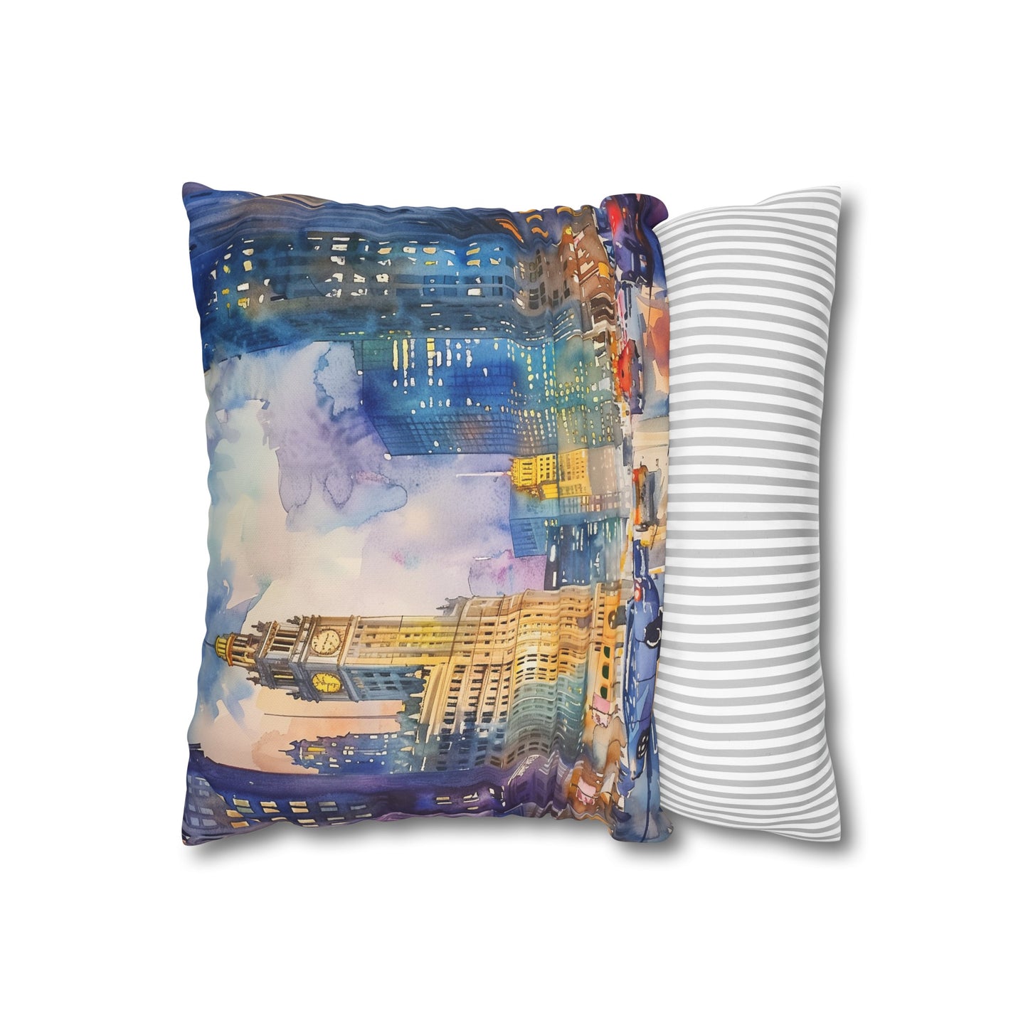 "Chicago Skyline Watercolor Dreams Pillowcase - Urban Chic Decor for Stylish Bedrooms"