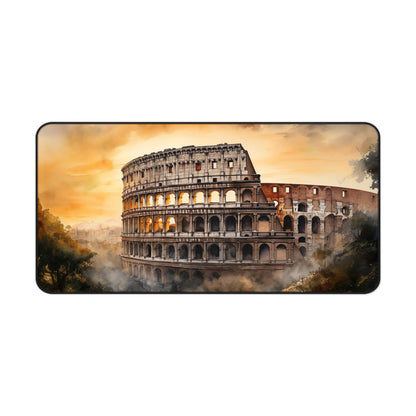 "Colosseum sunset desk mat with vibrant colors and intricate details for a sophisticated workspace upgrade"